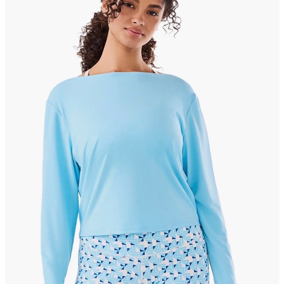 TAVI - Beach day Brushed Tec Knit Long Sleeve Tee - Surf Blue Color - NWT - Picture 2 of 4